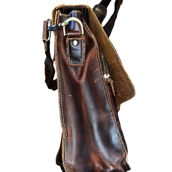 Kattee Brown Leather Briefcase - Picture 3 of 9